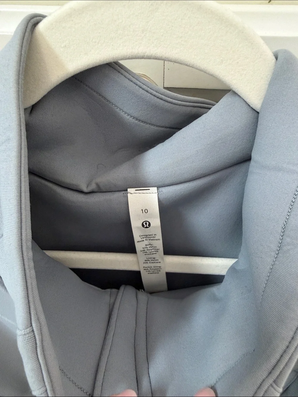 lululemon athletica Light Blue Hooded Zip Bomber Jacket